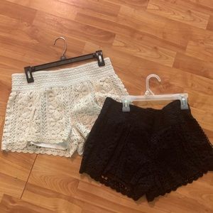 Crochet shorts Black Cream Size Large